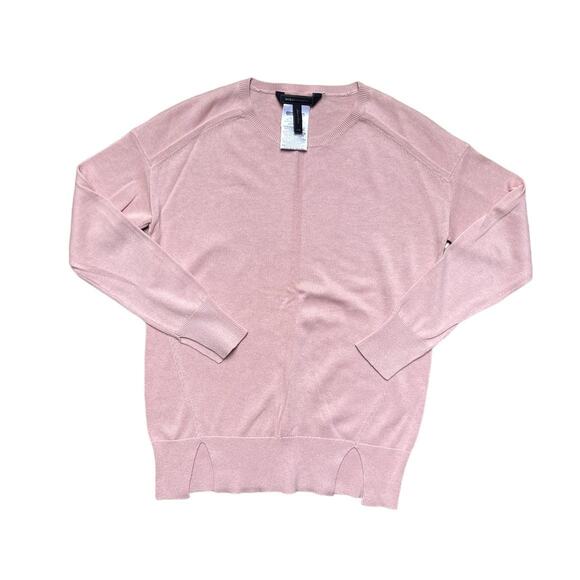 BCBG Maxazria Soft Fine Ribbed Knit Sweater Jumper Top Soft Pink Size XXS Small - Picture 1 of 7